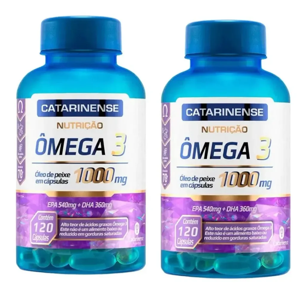 Dois frascos de Ômega 3 Catarinense 1000 mg, com 120 cápsulas cada.